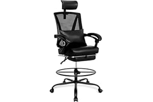 Misolant Drafting Chair with Footrest, Tall Office Chair for Standing Desk, Standing Desk Chair Adjustable Height, Recline Drafting Chair with Footrest Ring, High Office Chair for Counter Height Desk