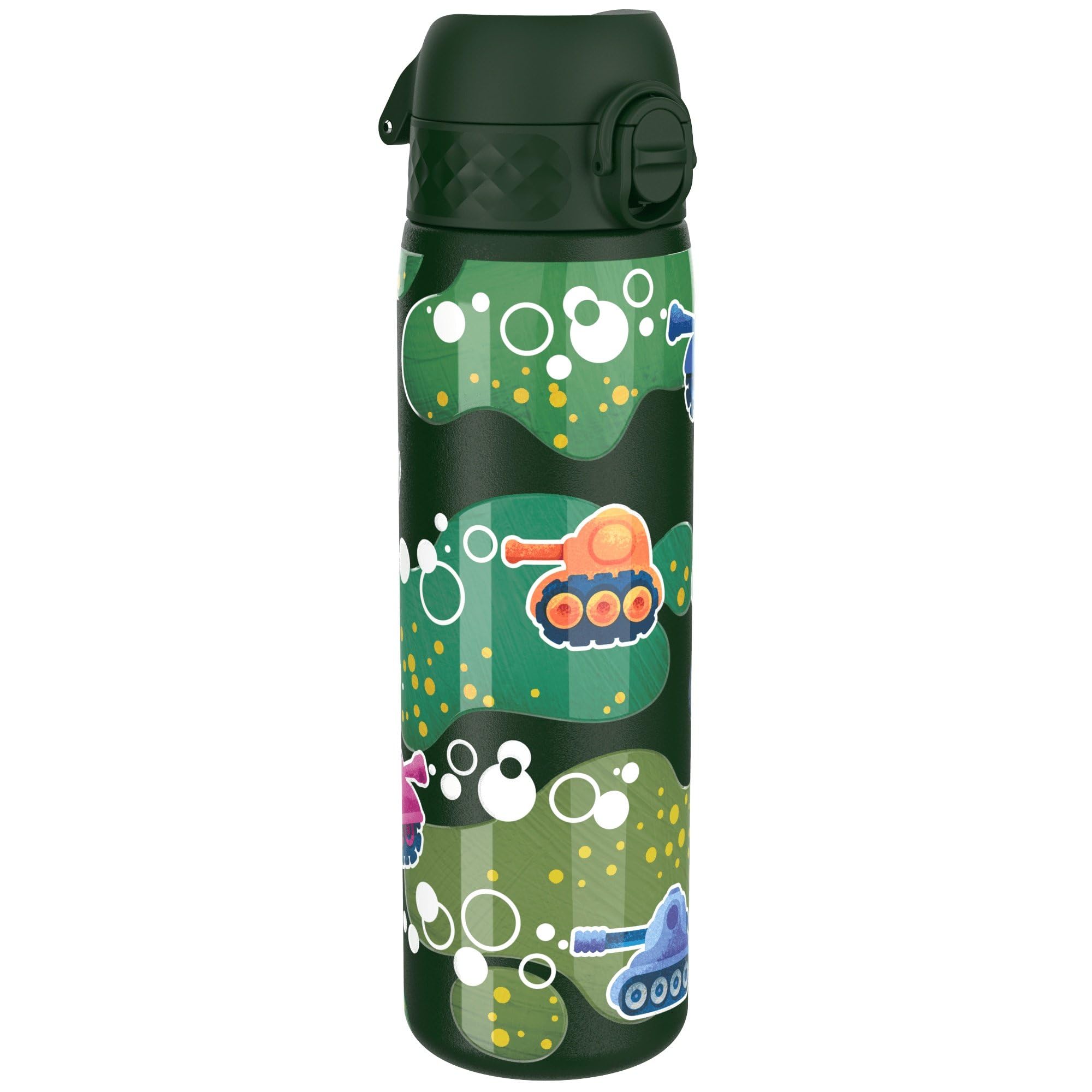 ION8 Lightweight Steel Water Bottle, 600 ml/20 oz, Non-Insulated, Leak Proof, Easy to Open, Secure Lock, Dishwasher Safe, Flip Cover, Fits Cup Holders, Carry Handle, Metal Water Bottle, Tanks