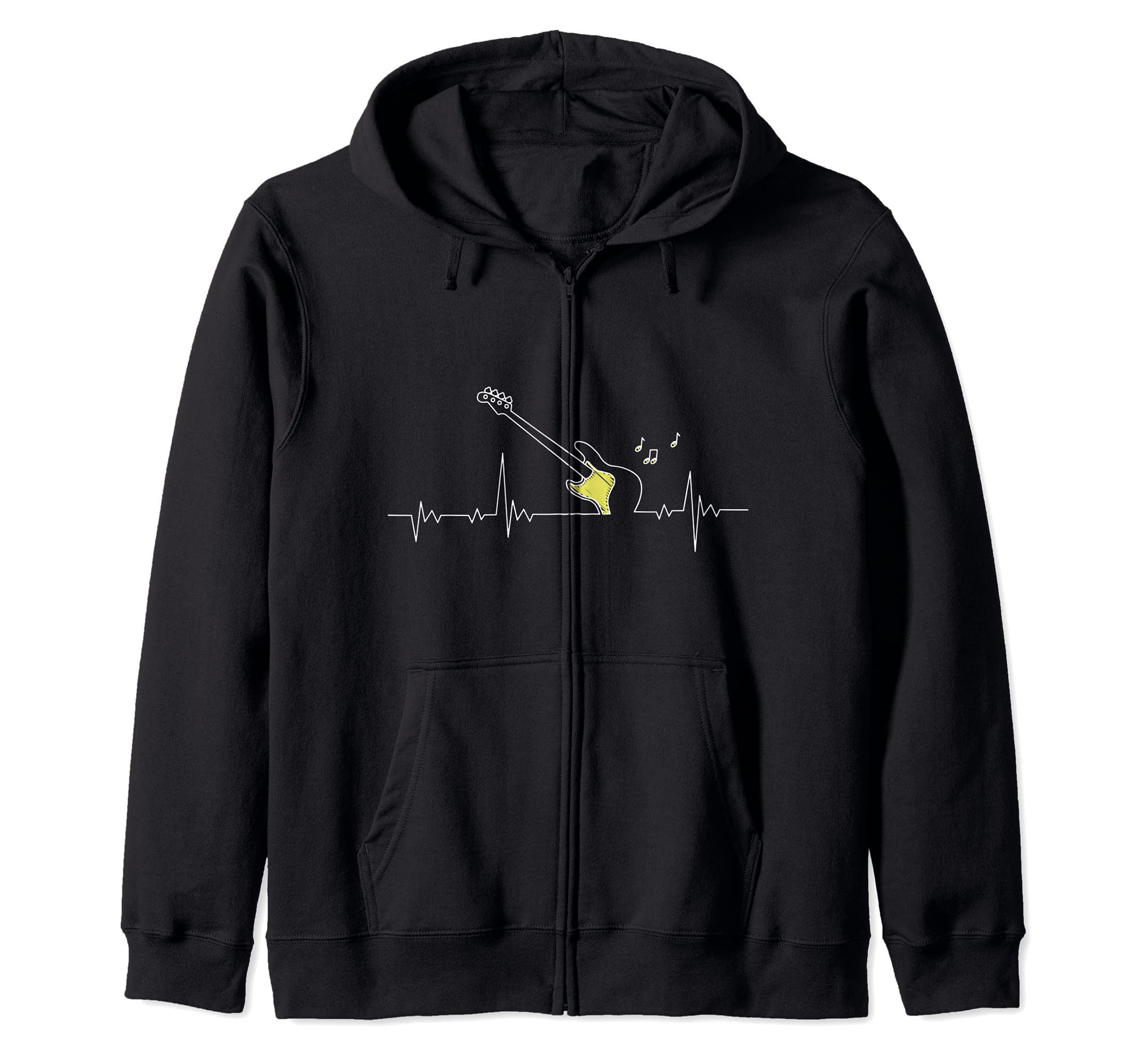 Bass Guitar Notes Heartbeat - Bass Guitar Player Zip Hoodie