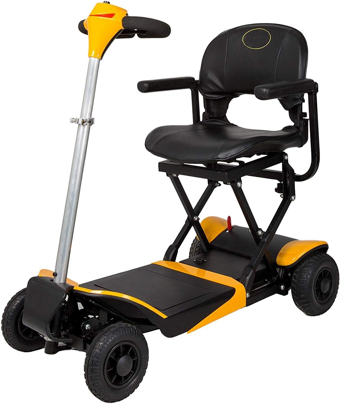 WISGING Portable Scooter - Automatic Foldable Lithium Powered Travel Compact Scooter 4-Wheel Heavy Duty Support 300 lbs Only Weight 48 lbs Auto Folded by Key