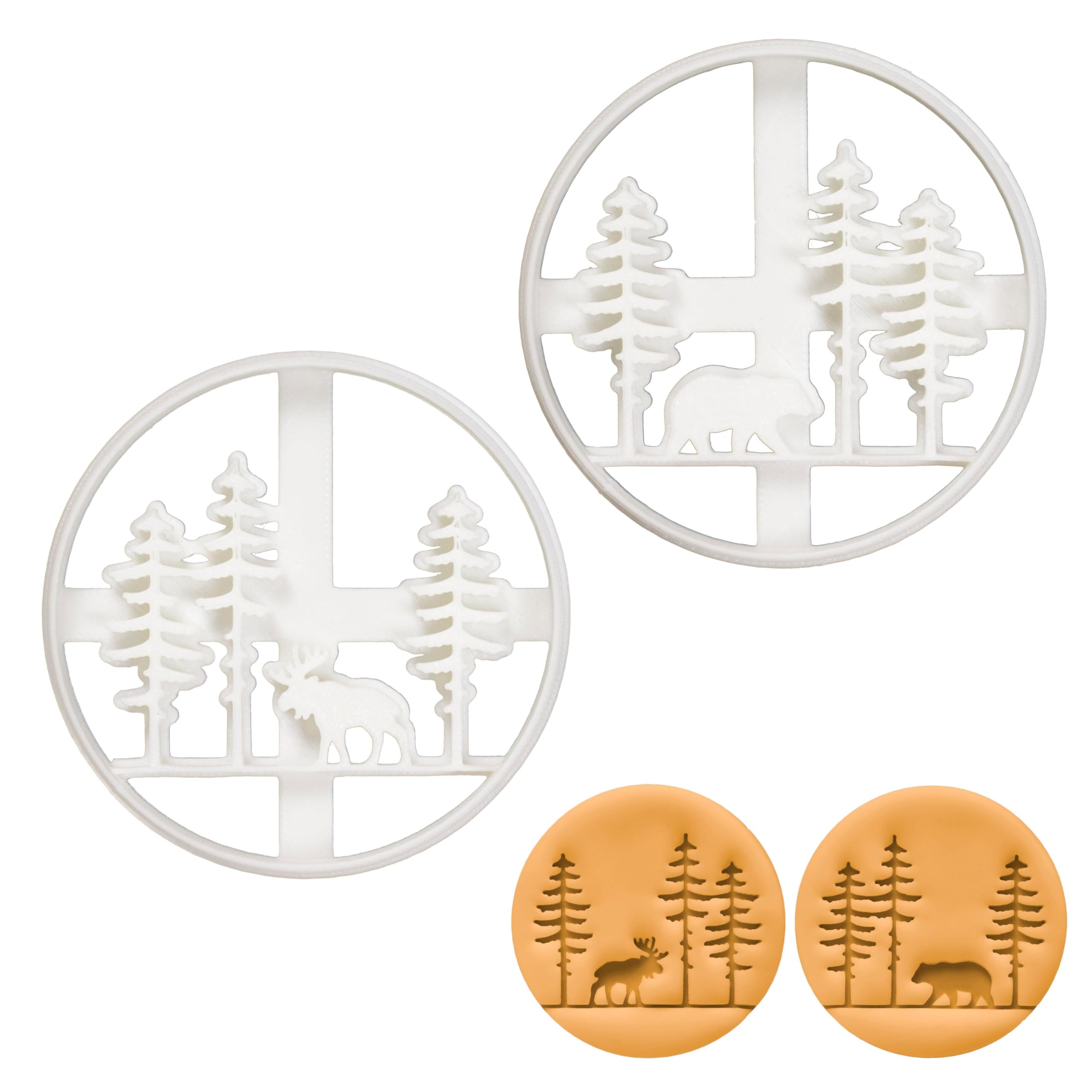 BAKERLOGY Set of 2 Forest Animal Cookie Cutters (Designs: Moose and Bear) - Detailed Biscuit Cutter Design for Baking and Crafts, Ideal on Fondant, Dough, Clay