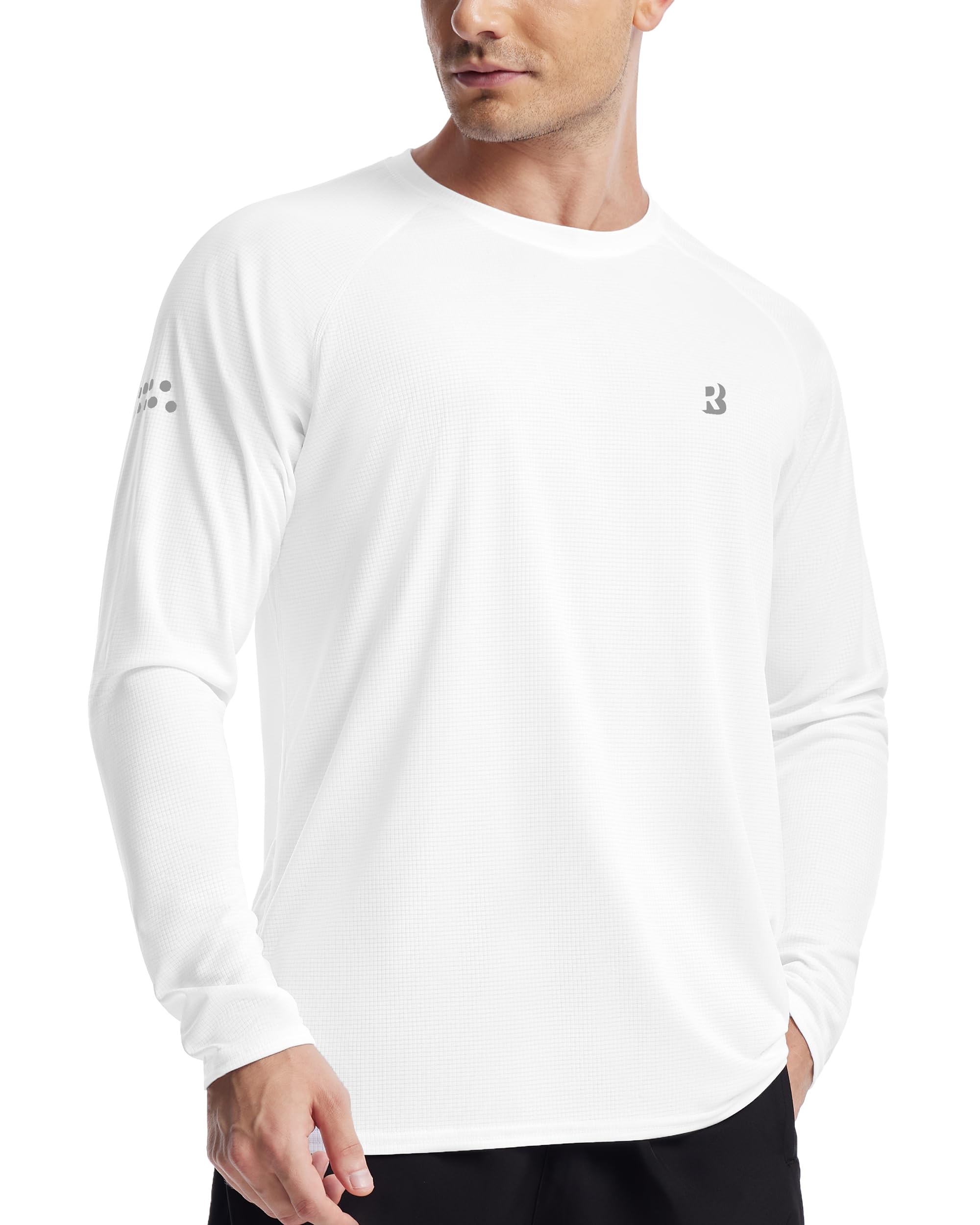 Photo 1 of Roadbox Men's UPF 50+ Swim Rash Guard, UV Sun Protection SPF Water Shirts Long Sleeve, Quick Dry Cool Dry Lightweight Fishing Hiking Running T-Shirt