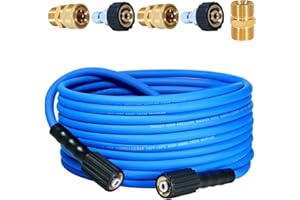 TOOLCY Super Flexible Pressure Washer Hose 30ft, 3400 PSI Kink Resistant Power Washer Hose 1/4 in., Replacement Power Wash Hose with M22 and 3/8" Quick Connection Kit for Gas & Electric