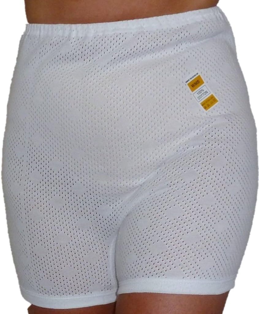 Storelines Ladies Cotton Eyelet Tunnel Elastic Pantees Pack of Three White 10-12 14-16 18-20 22-24
