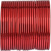 Efulgenz Indian Wedding Bangles Set Glossy Red Bangles Bollywood Plain Metal Bangle Bracelets Bridal Bangle Set for Women (24 Pcs) Size 2.6
