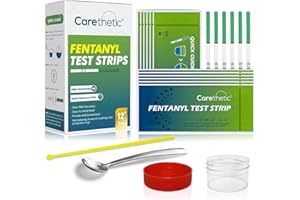 Fentanyl Testing Strips - Carethetic Fentanyl Test Strips for Powder, Liquid & Pills - Fentanyl Test Kit for Drugs Includes - 12 FYL Test Strips + Micro Scoop + Specimen Cup + Manual + Quick Guide