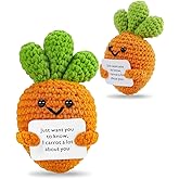 JELUTAR Mini Funny Carrot, 3 inch Knitted Doll with Positive Card for Cheer Up Gifts and Party Decorations, Cute Crochet Doll for Birthday Gifts (Positive Carrot)