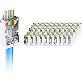 VCE Shielded RJ45 Pass Through Connectors Cat6 50-Pack, Ethernet Crimp Modular Plug for Cat6/Cat5/Cat5e STP & UTP Network Cab