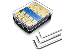 BULVACK 4 Way Mini ANL Fuse Holder, Copper 0/2/4 Gauge to 4/6/8 Gauge 60 Amp Fuse Distribution Block for Car Truck Boat Audio Stereo Amplifier