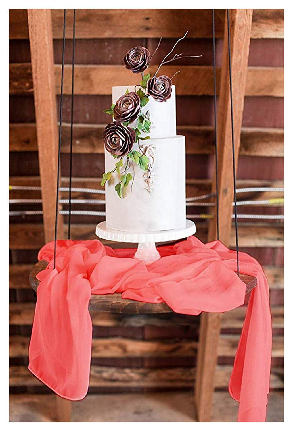 B Cool Silk Chiffon Table Runners Coral 27 5x120 Inch