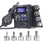 WEP 959D Hot Air SMD Soldering Rework Station with Quick-Change Nozzle System, Nozzle Holder, 5 Additional Nozzles, Adjustabl