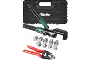 UTZIKO Hydraulic Crimper Tool for 1/8" 3/16" Stainless Steel Cable Railing Kit Hardware System Fittings, with Cable Cutter