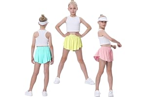 BREEVO 3 Pack Soft Girls Butterfly Shorts 7-16 Comfortable 2-in-1 Kids Flowy Shorts for Running, Dance, Sports