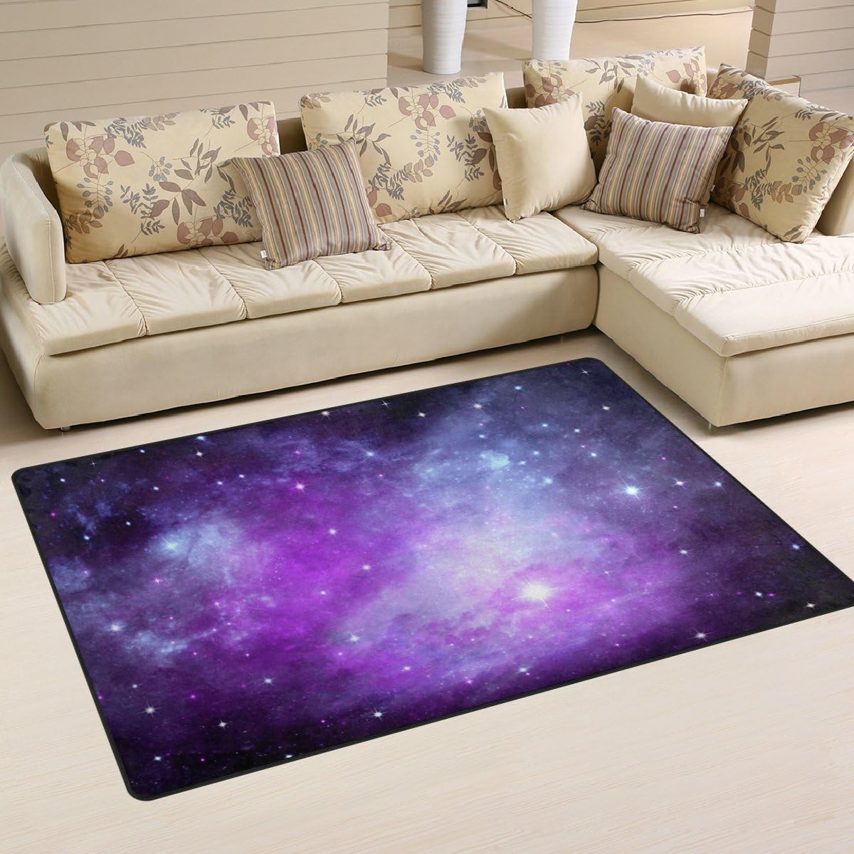 Yochoice Non-slip Area Rugs Home Decor, Galaxy Space Nebula Stars and Planet Floor Mat Living Room Bedroom Carpets Doormats 60 x 39 inches