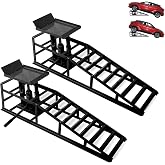 Rovibek Hydraulic Car Ramps 2 Pack, 11000LBS 5T Heavy Duty Steel Car Ramps | Adjustable Height 11.6"-16.5" Hydraulic Car Lift Ramps, Automotive Truck Service Ramp for Oil Changes Maintenance, Black