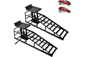 Rovibek Hydraulic Car Ramps 2 Pack, 11000LBS 5THeavy Duty Steel Car Ramps, Automotive Truck Service Ramp High Lift 11.6"-16.5" for Oil Changes Maintenance, Black
