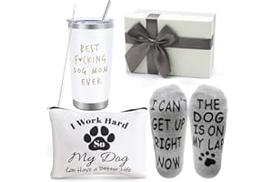 UAREHIBY Best Dog Mom Gifts,20 OZ Wine Tumbler Unique Gifts Idea Basket Box with Socks for Veterinarian,Animal Rescue or Vet Tech,Makeup Bag Dog Lover Funny Gifts for Women,Gag Gifts for New Puppy Baby Owners