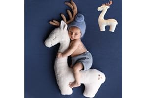 KHC-KHF Newborn Photography Props Deer Posing Pillow Plush Pillow Newborn Photo Prop for Photoshoot Newborn Christmas Photoshoot Prop Animal Pillow Baby Photo Props Elk Pillow