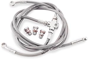 Galfer Front Steel Braided Brake Line Standard Length +2" Silver - Fits: Yamaha YFZ 450 2004-2009