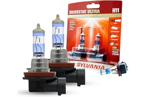 SYLVANIA - H11 SilverStar Ultra - High Performance Halogen Headlight Bulb, High Beam, Low Beam and Fog Replacement Bulb, Brightest Downroad with Whiter Light, Tri-Band Technology (Contains 2 Bulbs)