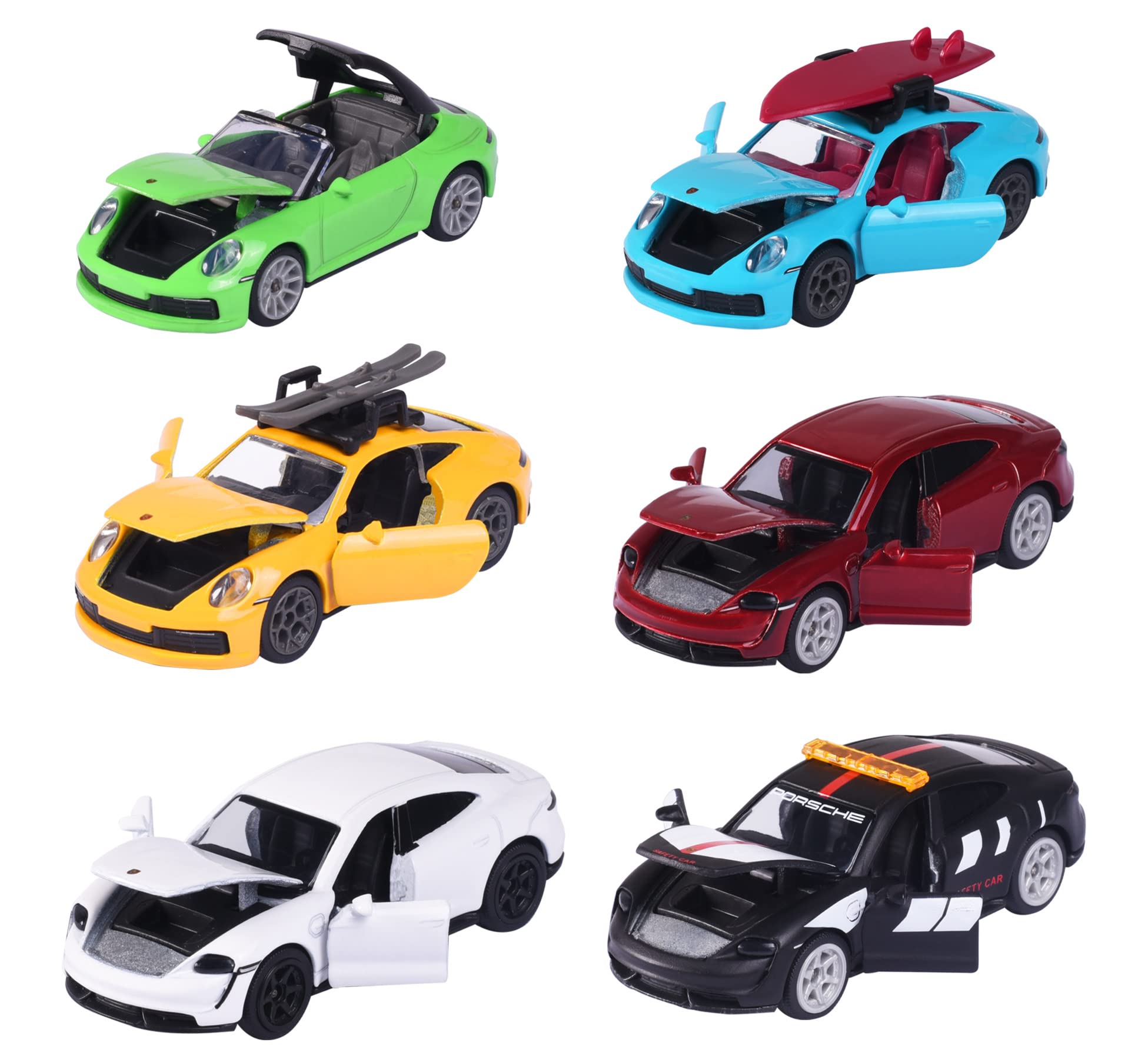 Majorette 212053153 Porsche 911 Luxury Car with Collection Trunk, Rubber Wheels, 7.5 cm, 1 Piece, Color and Model Assorted