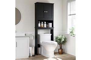 Shintenchi Over The Toilet Storage Cabinet, Bathroom Shelf Organizer with Anti-Tip Device Small Freestanding Space Saver with