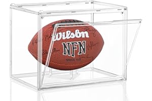 Football Display Case, KKU Acrylic Clear Football Case Full Size with Magnetic Door, Professional Memorabilia Football Display Boxes Football Holder Dust and UV Protection