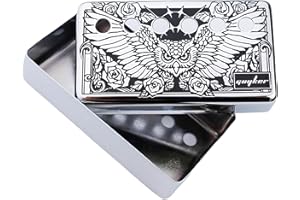 Guyker Humbucker Pickup Cover (50mm/52mm Pole Spacing) – Cupronickel Bridge and Neck Pickups Frame Set Replacement Parts for Les Paul LP Style Electric Guitar, Eagle Style, PC005 Chrome