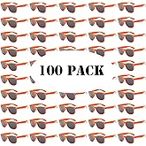QYVEWY 50/100 Pack Bulk Sunglasses for Adult Retro 70s 90s Cheap Glasses UV400 Protection (100Orange)