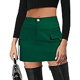 Zando High Waisted Cargo Mini Skirt Y2K Bodycon Denim Mini Skirt Y2K Jean Skirt with Pockets Y2K Button Cargo Skirt