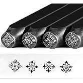 TheCraftGuy Vintage Metal Stamping Kit, 4pcs 5/16" (8mm) Stamp for Jewelry | Rococo Style | Classic Pattern Metal Stamps | Metal Bracelet Making Kit for Jewelry, Metal Craft, DIY &amp; Handmade Projects