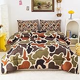 Duck Camo Bedding Set Queen Size for Boys,Green Camouflage Comforter Set,Duck Hunting Bed Sets,Camo Bedroom Decor for Teens Kids