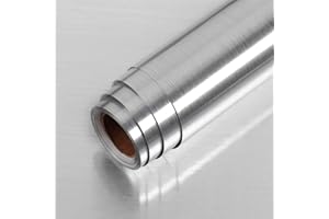 LaCheery 90CM x 4M Brushed Stainless Steel Contact Paper for Kitchen Appliances Refrigerator Heat Resistant Contact Paper Pee