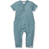 Burt's Bees Baby Boys' 100% Organic Cotton One-Piece Short Sleeve Jumpsuit