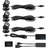 LED Spotlight Indoor 2W USB Powered 360 Degree Rotating Mini Display Accent Light for Pictures Paintings Plants Shelves Cabinet Showcase, 3 Pack Warm White 3000K