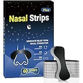 60 Pcs Nasal Strips for Snoring - Extra Strength Nose Strips for Breathing with Strong Adhesion - Sweat Resistant Design for All Day Use - Improvess Sleep and Workout Performance - Black