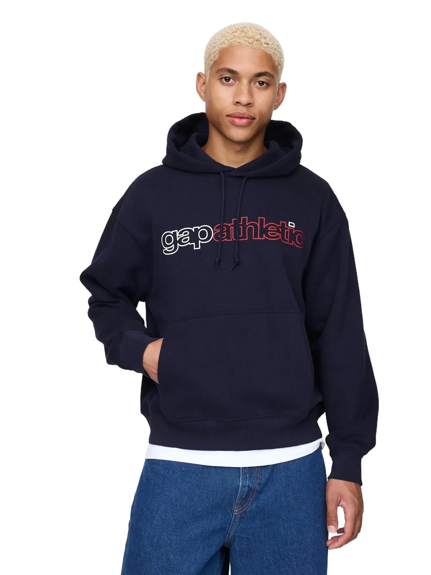 GAP mens Logo Fleece Hoodie Navy Uniform L