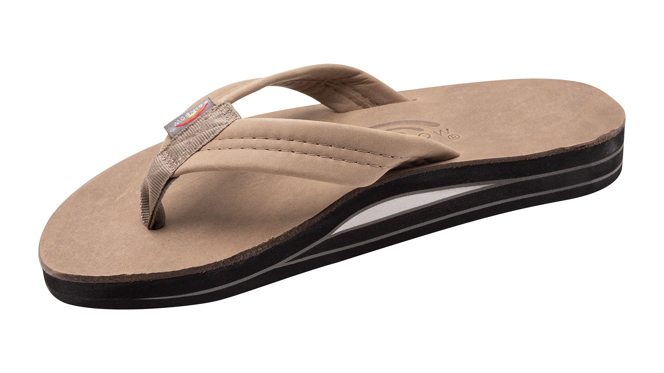 Photo 1 of Rainbow Sandals Mens Luxury Leather - Double Layer Arch Support with 1" Strap, Stone Grey, Mens size XXL / 12-13.5