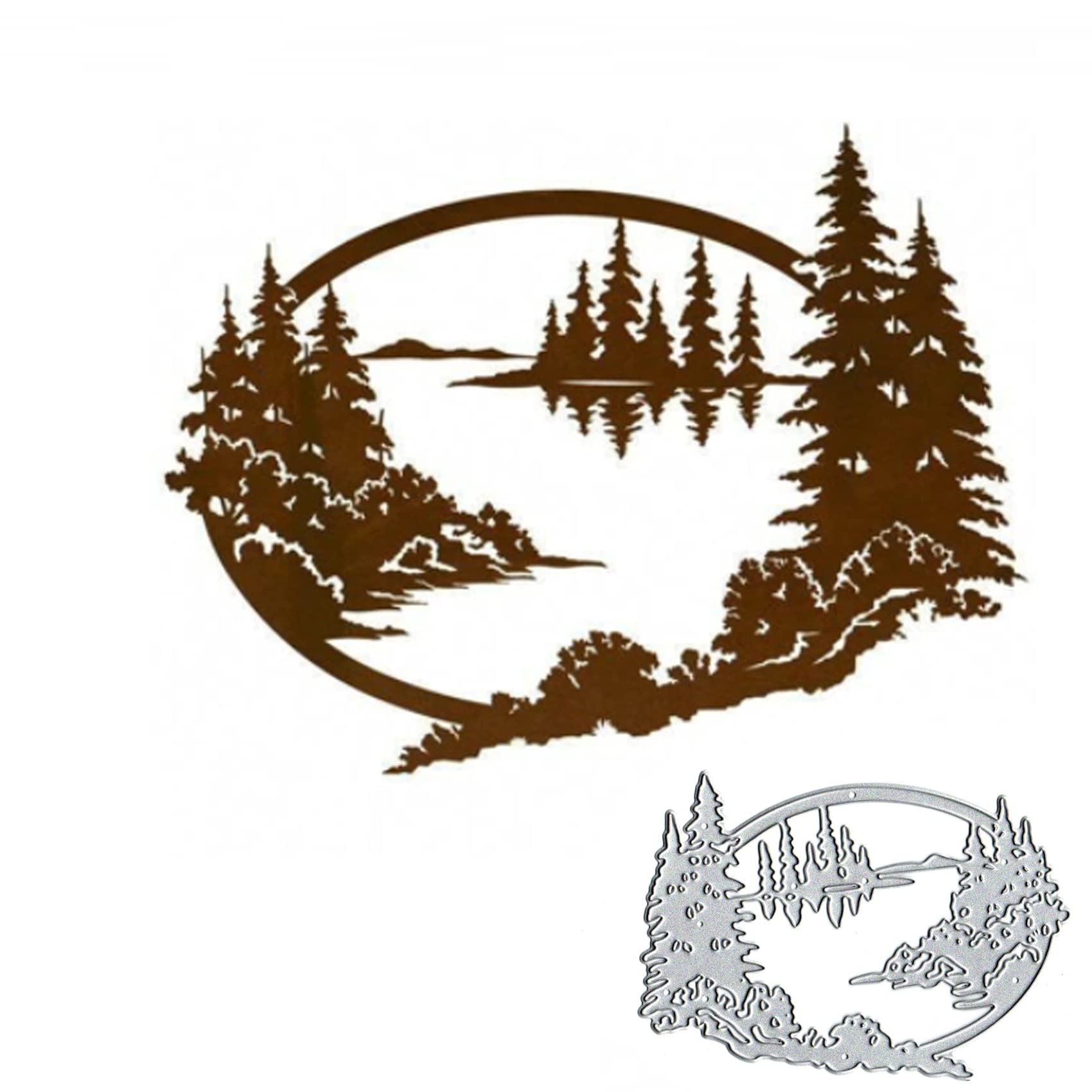 Forest Tree Water Die Cuts,Leaf Flower Mountain Christmas Metal Cutting Dies Cut Stencils Template Mould DIY Invitation Card Scrapbook Embossing Craft Card Making