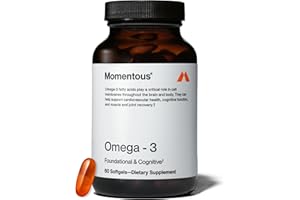 Momentous Omega-3 Fish Oil - High-Potency EPA & DHA Supplement for Men & Women - Supports Heart, Joint, & Brain Health - NSF Certified for Sport - Non-GMO - Gluten-Free - 1,600 mg - 30 Servings