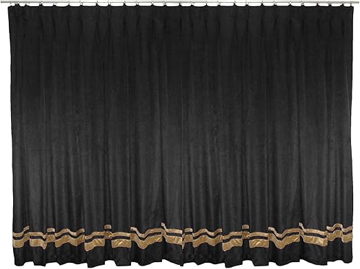 Amazon Com Saaria Black Pinch Pleated Velvet Curtain Home Decor