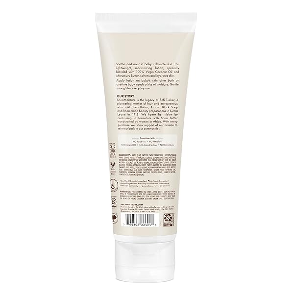 SHEAMOISTURE BABY LOTION 100% VIRGIN COCONUT OIL FOR BABY SKIN BABY LOTION CLEAR SKIN MOISTURIZER 8 OZ