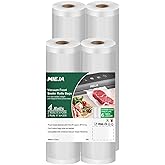 Mieja Vacuum Sealer Rolls Bags, 4 Pack 2 Rolls 11" x 20' & 2 Rolls 8" x 20' Commercial Grade BPA Free Bag Rolls, Durable Customized Size Food Vac Bags for Meal Prep, Storage and Sous Vide Cooking