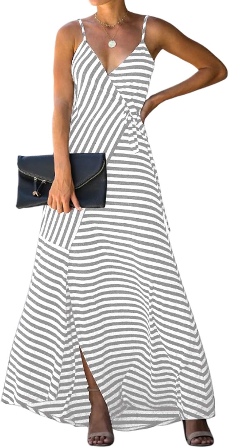 striped backless maxi dress