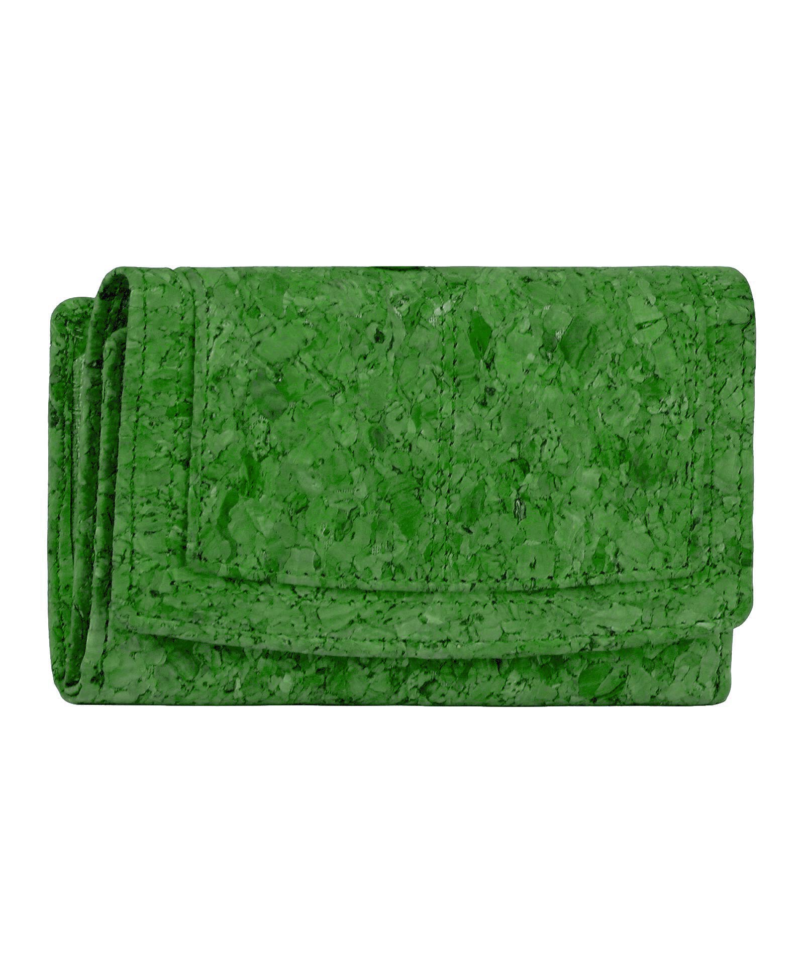 Hudson & James Ladies Designer Cork Vegan RFID Blocking Shield Compact Card Holder Wallet Purse Multi Credit Card Women Clutch Wallet with Zip Pocket (Green)