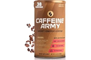 CAFFEINE ARMY Smart Energy Coffee, Keto Instant Coffee, Collagen, MCT Oil for Focus, L-Carnitine, Gluten Free Sugar Free Super Coffee Functional Drink Mix, Hot or Iced, Original, 13.4 oz 38 Servings