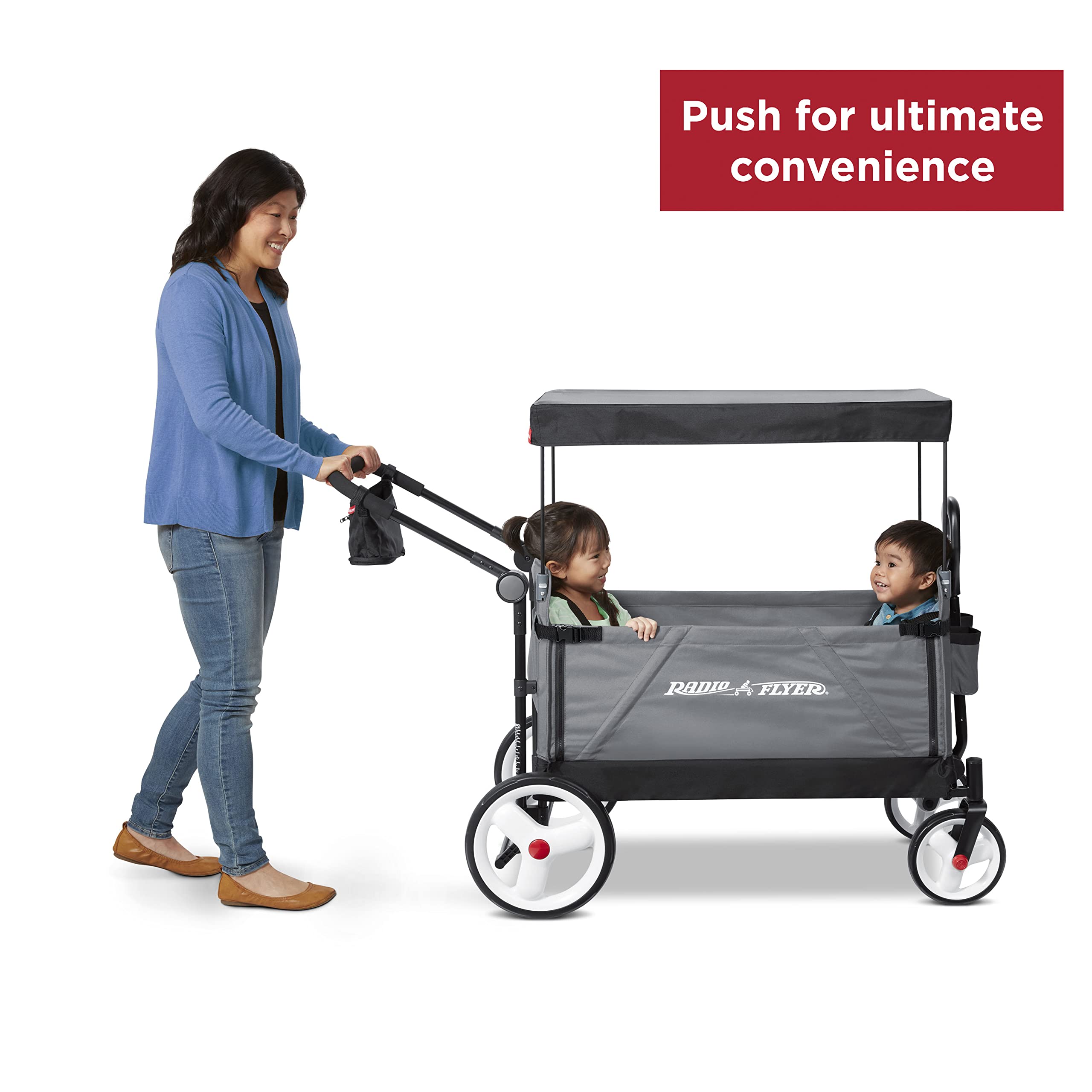 Stroller Wagon for Kids, Baby Stroller, Utility Cart, Rolling Cart, Radio Flyer City Luxe Stroll 'N Wagon, for Ages 1+ Years, Gray