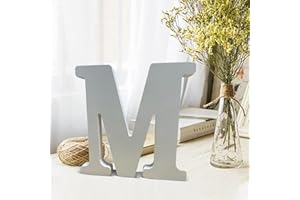 8Inch White Standing Wooden Letters, 0.8Inch Thick Unfinished Wood Letters Wooden Alphabet Letters for Wall Decor, DIY Crafts