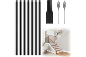 LUKLOY 20 Pack 36" x 1/2" Wrought Iron Balusters for Staircase Interior, Hollow Stair Baluster, Plain Bar Stair Railing Indoor Spindles Banister with 2 Drill Bit