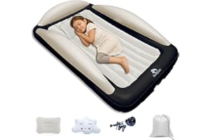 Sleepah Inflatable Toddler Travel Bed Portable Kids Air Mattress Set w Safety Rail Guards for Kids & Toddlers – Includes Pump